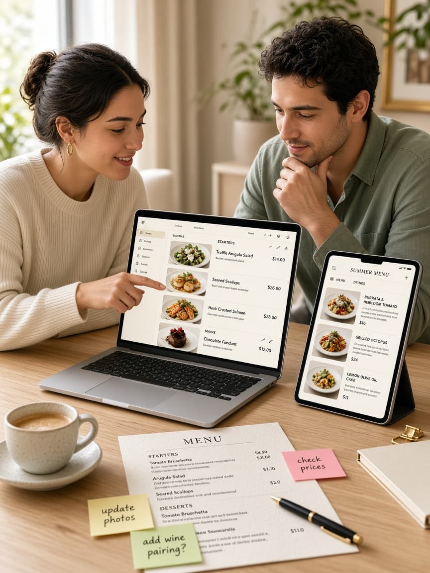 Digmenu team preparing a digital restaurant menu